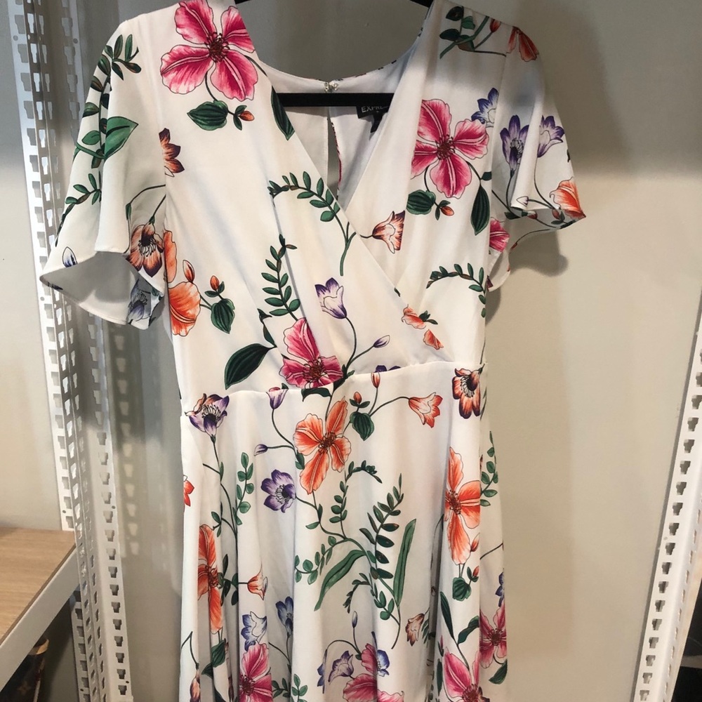 White Floral Short Dress